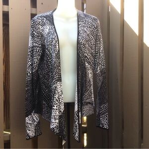 NWT Nic + Zoe Open Front Black, White w/ Gray Patterned Cardigan
